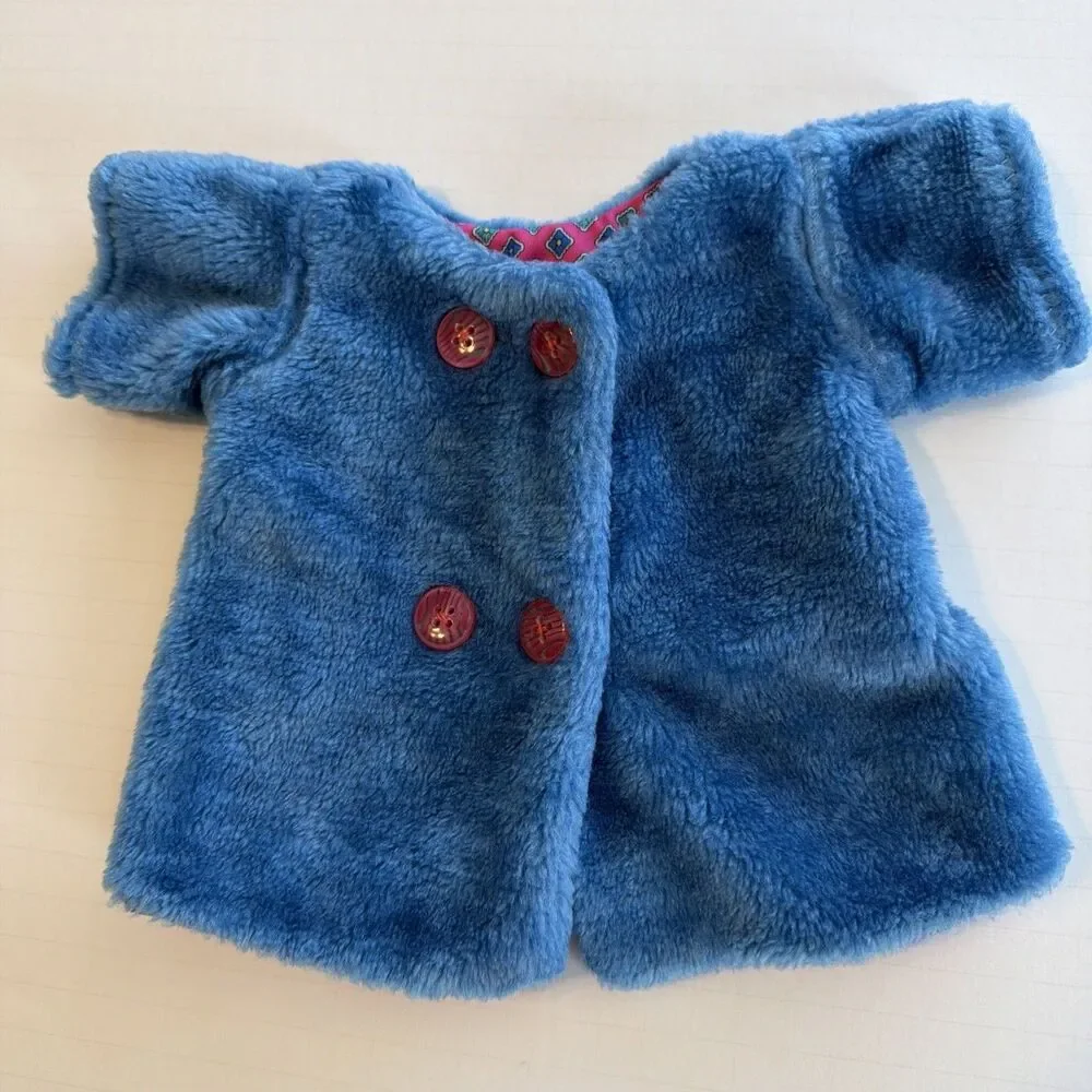 Vintage Baby Faux Fur Coat Teal Pink Lined Retro 3-6M Photo Prop Jacket Girls